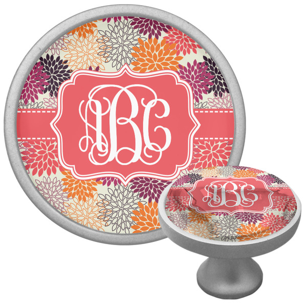 Custom Mums Flower Cabinet Knob (Silver) (Personalized)