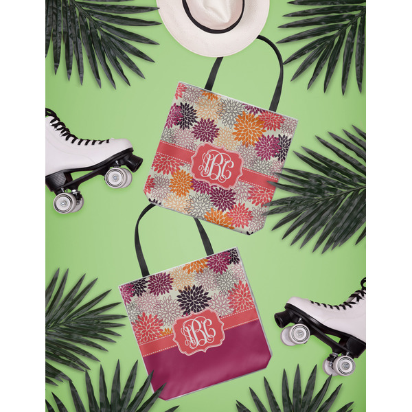 Mums Flower Canvas Tote Lifestyle Front and Back- 13x13