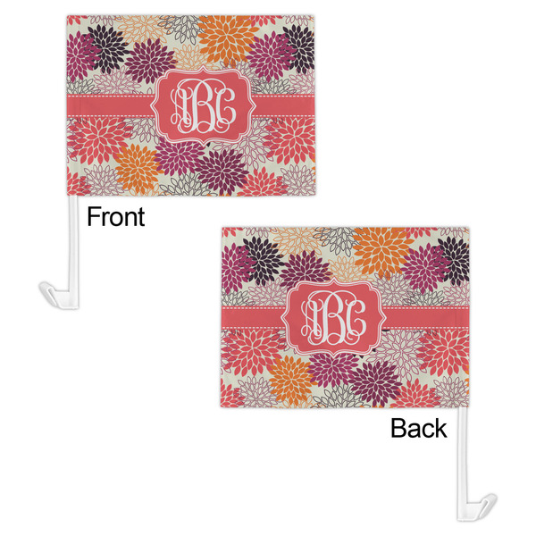 Mums Flower Car Flag - 11" x 8" - Front & Back View