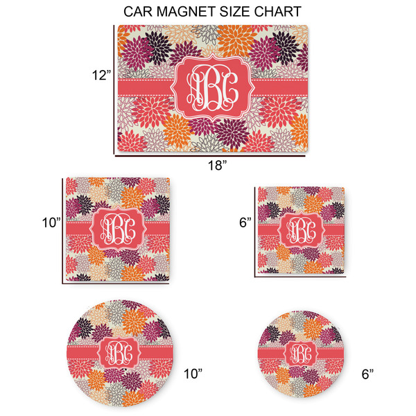 Mums Flower Car Magnets - SIZE CHART