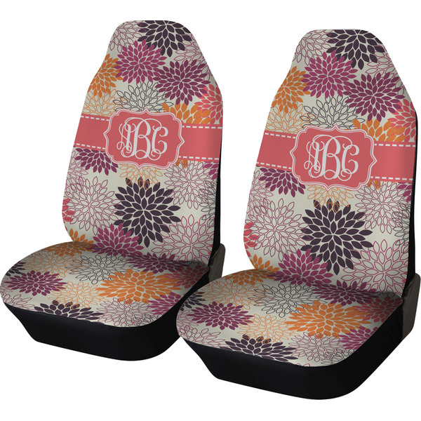 Custom Mums Flower Car Seat Covers (Set of Two) (Personalized)