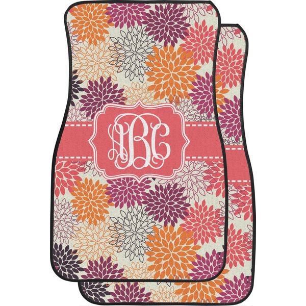 Custom Mums Flower Car Floor Mats (Front Seat) (Personalized)