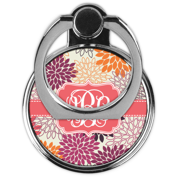 Mums Flower Cell Phone Ring Stand & Holder - Front (Collapsed)