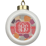 Mums Flower Ceramic Ball Ornament (Personalized)