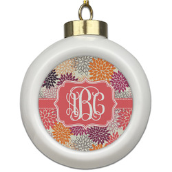 Mums Flower Ceramic Ball Ornament (Personalized)