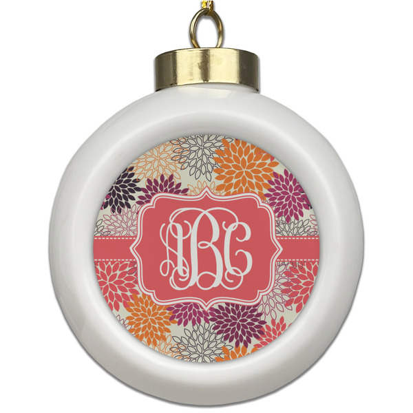 Custom Mums Flower Ceramic Ball Ornament (Personalized)