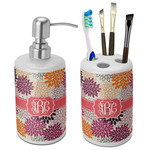 Mums Flower Ceramic Bathroom Accessories Set (Personalized)