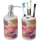 Mums Flower Ceramic Bathroom Accessories Set (Personalized)