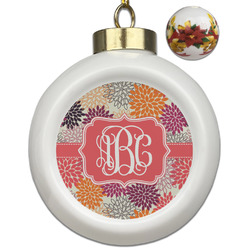 Mums Flower Ceramic Ball Ornaments - Poinsettia Garland (Personalized)