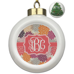 Mums Flower Ceramic Ball Ornament - Christmas Tree (Personalized)
