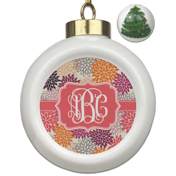 Custom Mums Flower Ceramic Ball Ornament - Christmas Tree (Personalized)