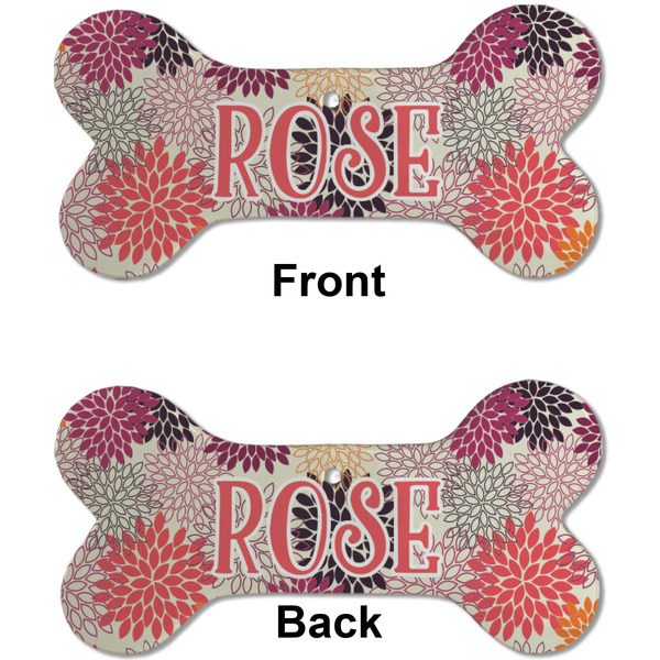 Mums Flower Ceramic Flat Ornament - Bone Front & Back (APPROVAL)