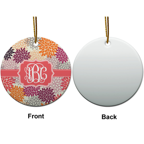 Mums Flower Ceramic Flat Ornament - Circle Front & Back (APPROVAL)