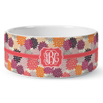 Mums Flower Ceramic Dog Bowl (Personalized)