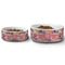 Mums Flower Ceramic Dog Bowls - Size Comparison