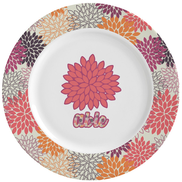 Custom Mums Flower Ceramic Dinner Plates (Set of 4) (Personalized)