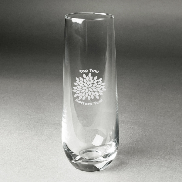 Custom Mums Flower Champagne Flute - Stemless Engraved (Personalized)