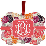 Mums Flower Metal Frame Ornament - Double Sided w/ Monogram