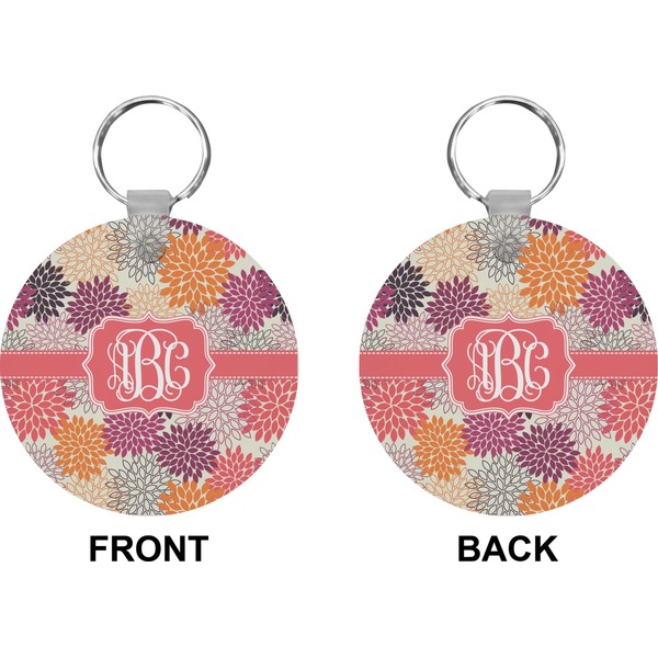 Mums Flower Circle Keychain (Front + Back)