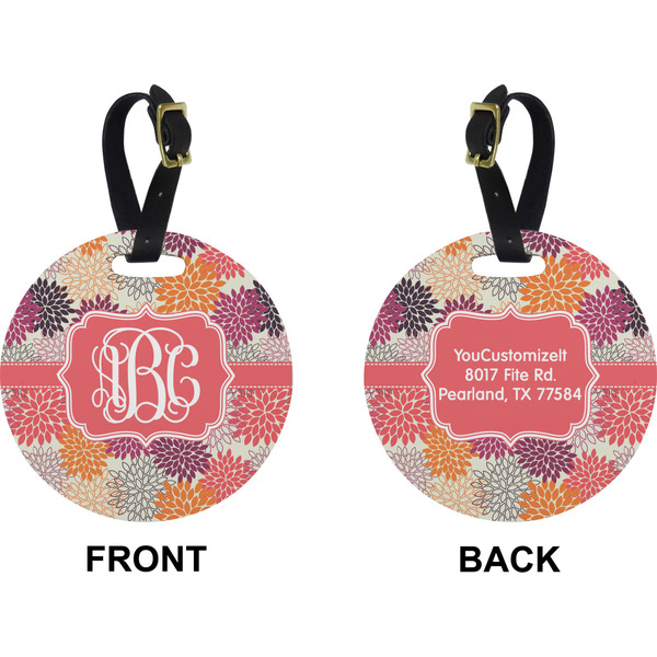 Mums Flower Circle Luggage Tag (Front + Back)