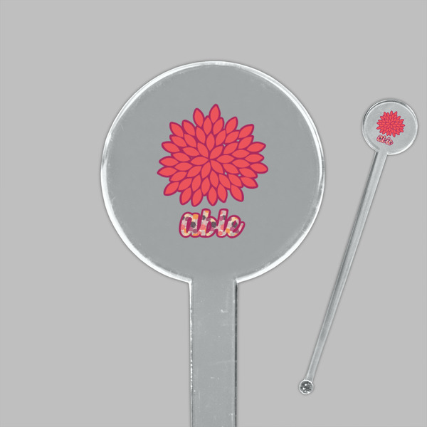 Mums Flower Clear Plastic 7" Stir Stick - Round - Closeup