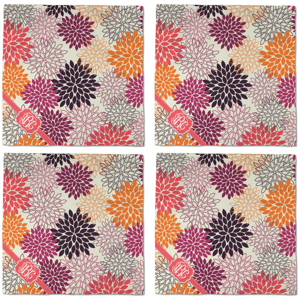 Mums Flower Cloth Napkins - Personalized Dinner (APPROVAL) Set of 4