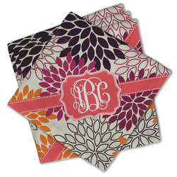 Mums Flower Cloth Cocktail Napkins - Set of 4 w/ Monogram