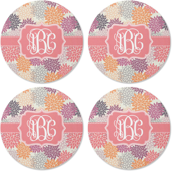 Mums Flower Coaster Round Rubber Back - Apvl