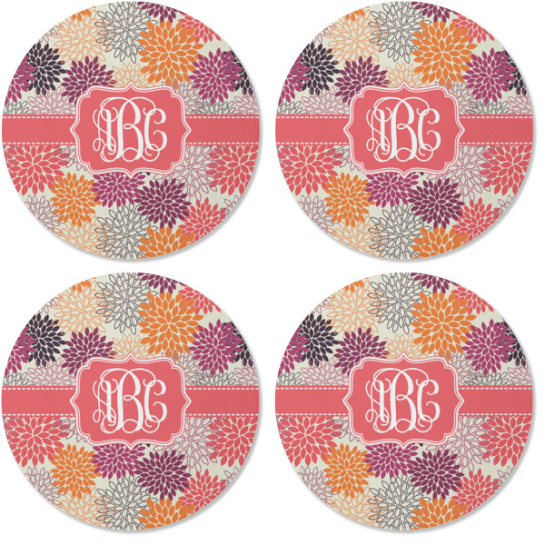 Mums Flower Coaster Round Rubber Back - Apvl