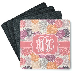 Mums Flower Square Rubber Backed Coasters - Set of 4 (Personalized)