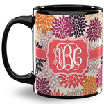 Mums Flower 11 Oz Coffee Mug - Black (Personalized)
