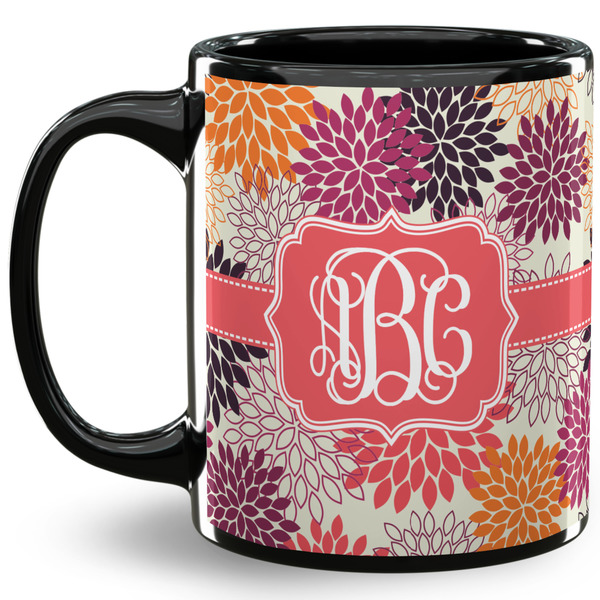 Custom Mums Flower 11 Oz Coffee Mug - Black (Personalized)