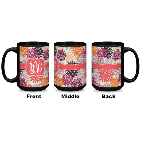 Mums Flower Coffee Mug - 15 oz - Black APPROVAL
