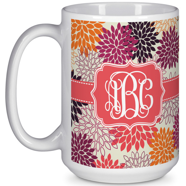 Custom Mums Flower 15 Oz Coffee Mug - White (Personalized)