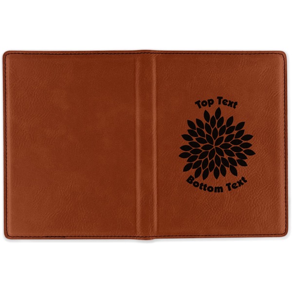 Mums Flower Cognac Leather Passport Holder Outside Single Sided - Apvl