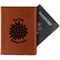 Mums Flower Cognac Leather Passport Holder With Passport - Main