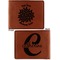 Mums Flower Cognac Leatherette Bifold Wallets - Front and Back