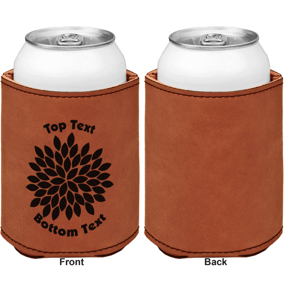 Mums Flower Cognac Leatherette Can Sleeve - Single Sided Front and Back