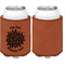 Mums Flower Cognac Leatherette Can Sleeve - Single Sided Front and Back