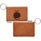 Mums Flower Cognac Leatherette Keychain ID Holders - Front Apvl