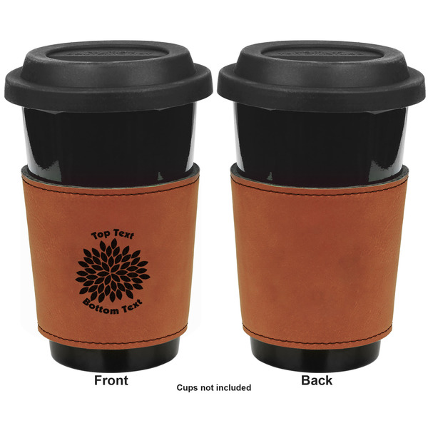 Mums Flower Cognac Leatherette Mug Sleeve - Single Sided Apvl