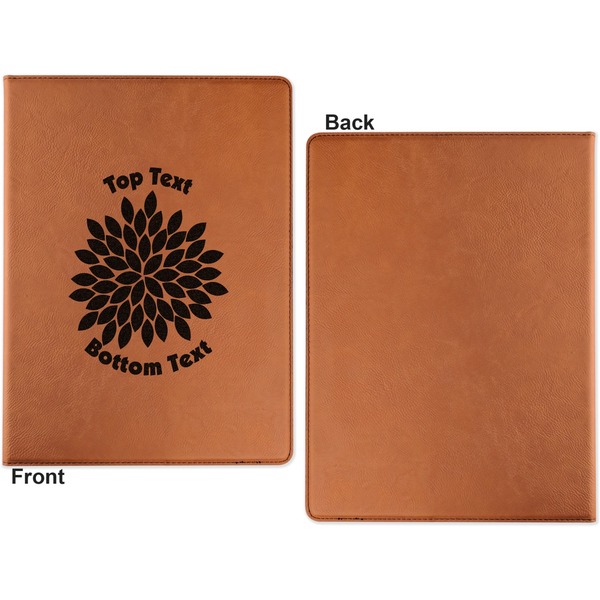 Mums Flower Cognac Leatherette Portfolios with Notepad - Large - Single Sided - Apvl