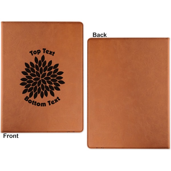 Mums Flower Cognac Leatherette Portfolios with Notepad - Small - Single Sided- Apvl