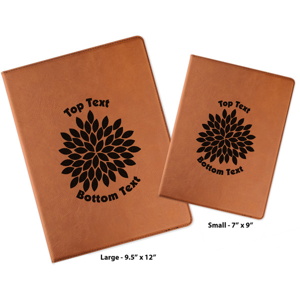 Mums Flower Cognac Leatherette Portfolios with Notepad - Compare Sizes