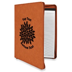 Mums Flower Leatherette Zipper Portfolio with Notepad (Personalized)