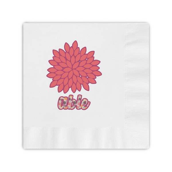 Custom Mums Flower Coined Cocktail Napkins (Personalized)