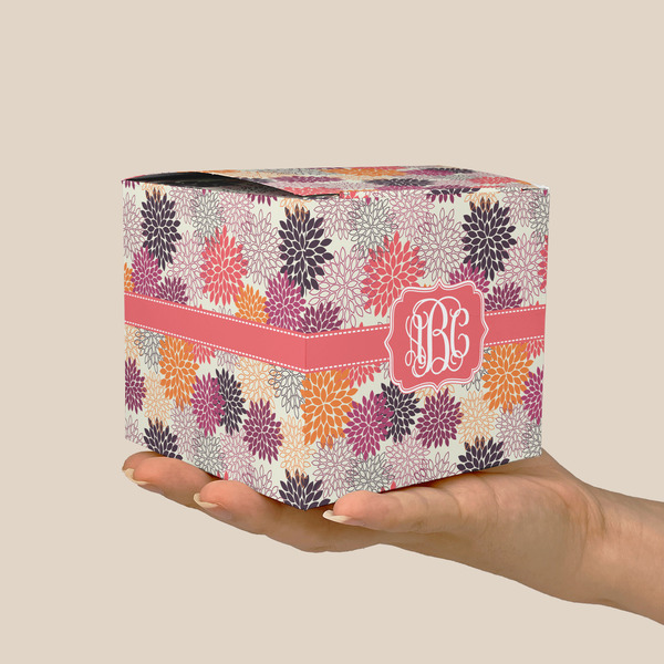 Mums Flower Cube Favor Gift Box - On Hand - Scale View