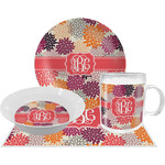 Mums Flower Dinner Set - Single 4 Pc Setting w/ Monograms