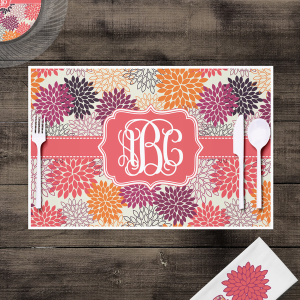 Mums Flower Disposable Paper Placemat - In Context