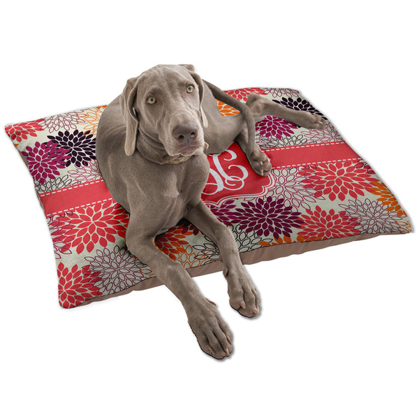 Custom Mums Flower Dog Bed - Large w/ Monogram